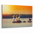 Danube Delta Photography - Pelicans at Sunset Romanian Nature Art