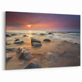 Upper Peninsula Rocky Shoreline Sunset Wall Art – Michigan Canvas Prints