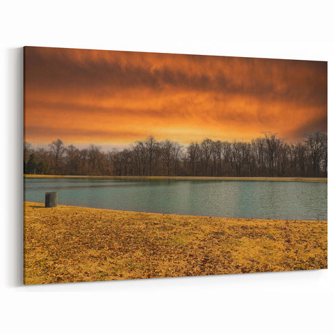 Tennessee Wall Art - Golden Sunset Over Lake and Trees Landscape Canvas