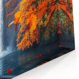 Scenic Multnomah Falls Acrylic Glass Art - Fiery Autumn Landscape Decor