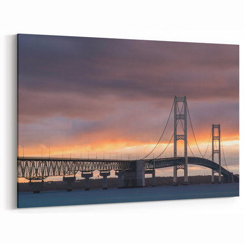 Upper Peninsula Wall Art - Mackinac Bridge Sunset Canvas Print