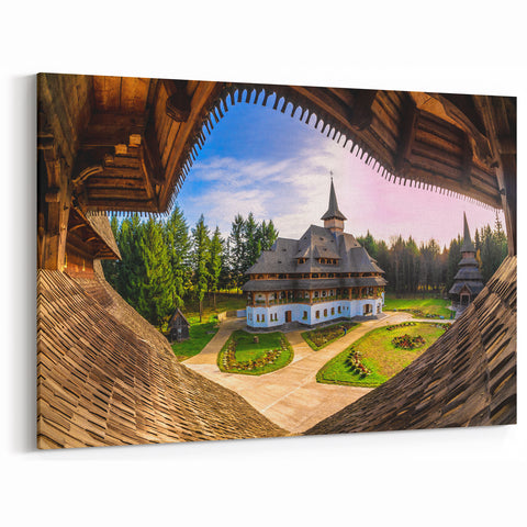 Historic Romanian Landmarks Art - Traditional Monastery Architecture Print