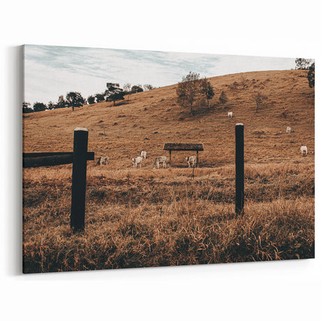 Rustic Country Pasture Farmhouse Wall Art – Vintage Farm Decor Print