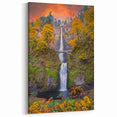 Beautiful Multnomah Falls Wall Decor - Vibrant Autumn Sunset Landscape