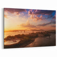 Iconic Memphis Photography- Golden Sunset Over Mississippi River and Bridge Canvas