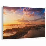 Iconic Memphis Photography- Golden Sunset Over Mississippi River and Bridge Canvas