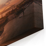 Iconic Memphis Photography- Golden Sunset Over Mississippi River and Bridge Canvas
