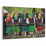 Romanian Scenery Canvas - Vibrant Traditional Costume Folk Dance Art