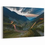 Carpathian Mountains Art - Night View of Transfăgărășan Road Canvas