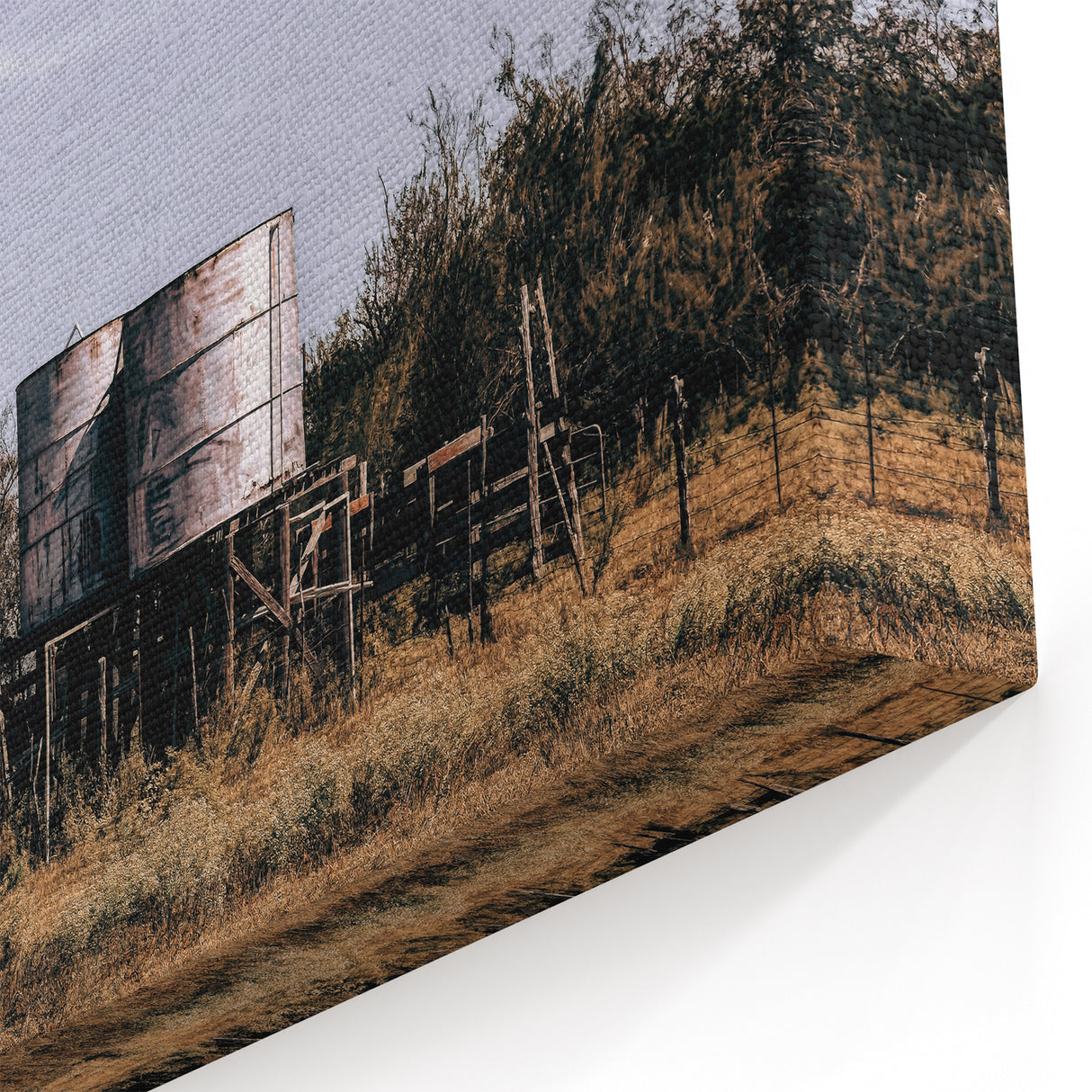 Windmill and Water Tanks Farmhouse Wall Art – Rustic Country Decor Print
