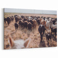 Cattle Herd on the Move Farmhouse Wall Art – Rustic Country Decor Print