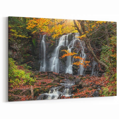 Upper Peninsula Scenic Art - Autumn Waterfall Canvas Michigan Print