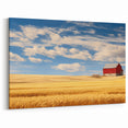 Red Barn and Golden Wheat Fields - Scenic North Dakota Wall Art Prints