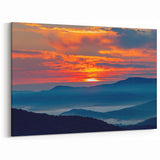Blue Ridge Framed Art – Scenic North Carolina Sunset with Vibrant Clouds