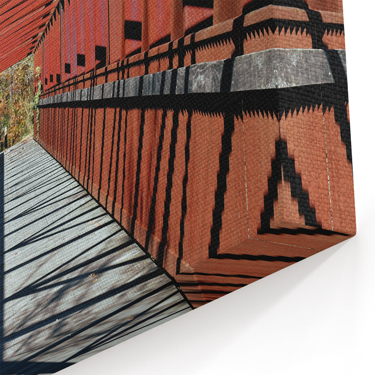Durham Cityscape Canvas - Geometric Red Bridge in North Carolina