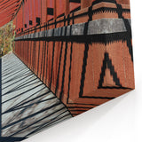 Durham Cityscape Canvas - Geometric Red Bridge in North Carolina