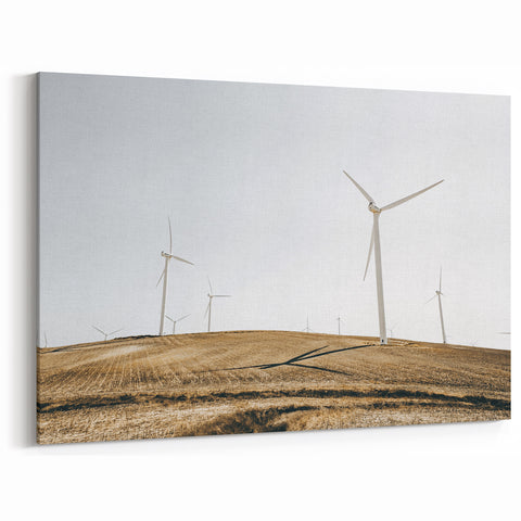 Farmhouse Wall Art: Wind Turbines on Hill - Rustic Country Style Decor
