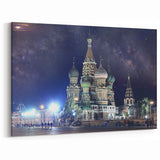 Moscow Canvas Prints - Night Sky Over St. Basil's Cathedral Photography