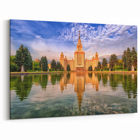 Moscow Cityscape Art - Majestic Moscow State University Reflections