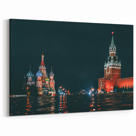 Moscow Photography Prints - Night View of Red Square and St. Basil’s