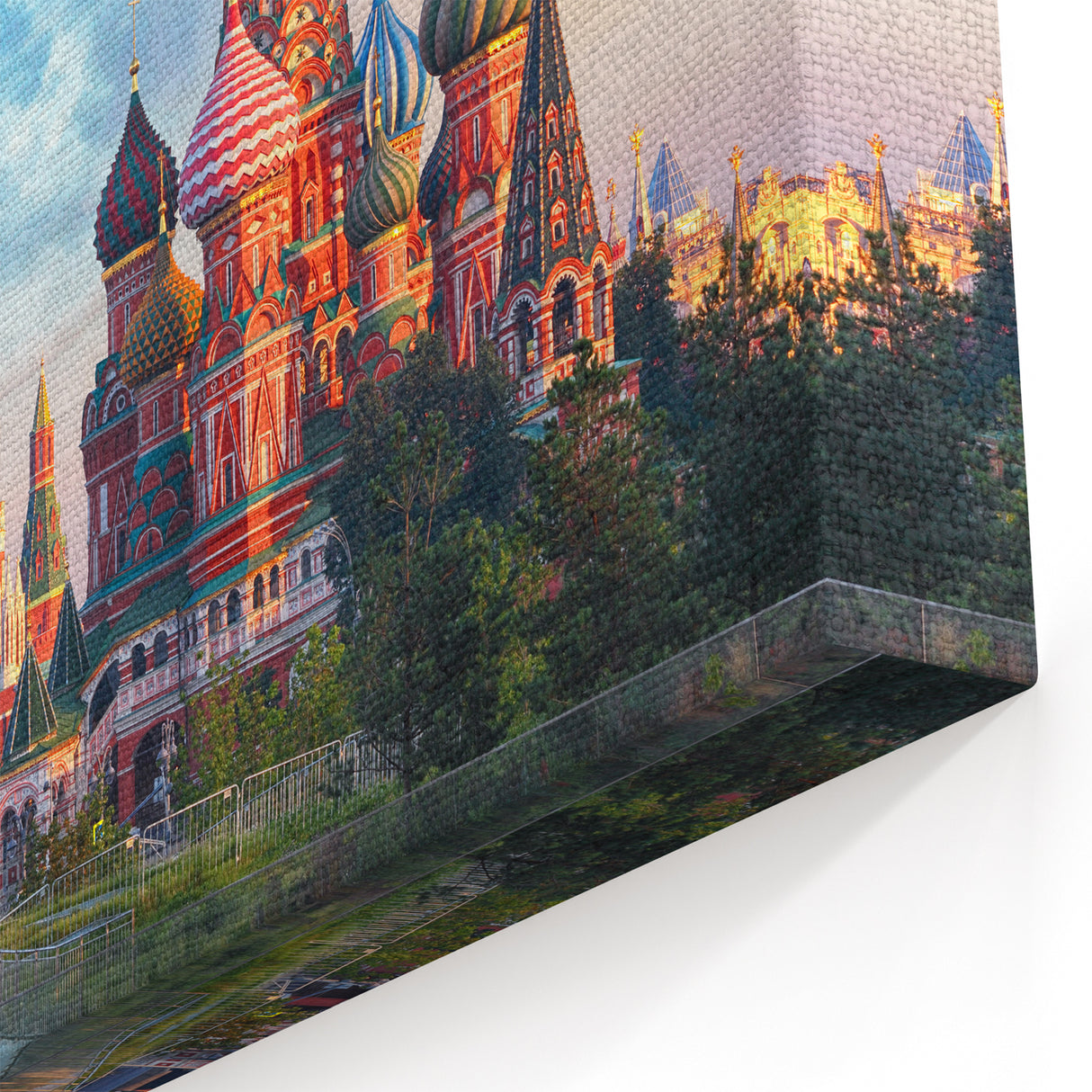 Moscow Framed Art - Red Square with Rainbow Over St. Basil’s Cathedral