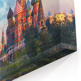 Moscow Framed Art - Red Square with Rainbow Over St. Basil’s Cathedral
