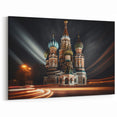 Moscow Cityscape Art - Dynamic Night View of St. Basil’s Cathedral