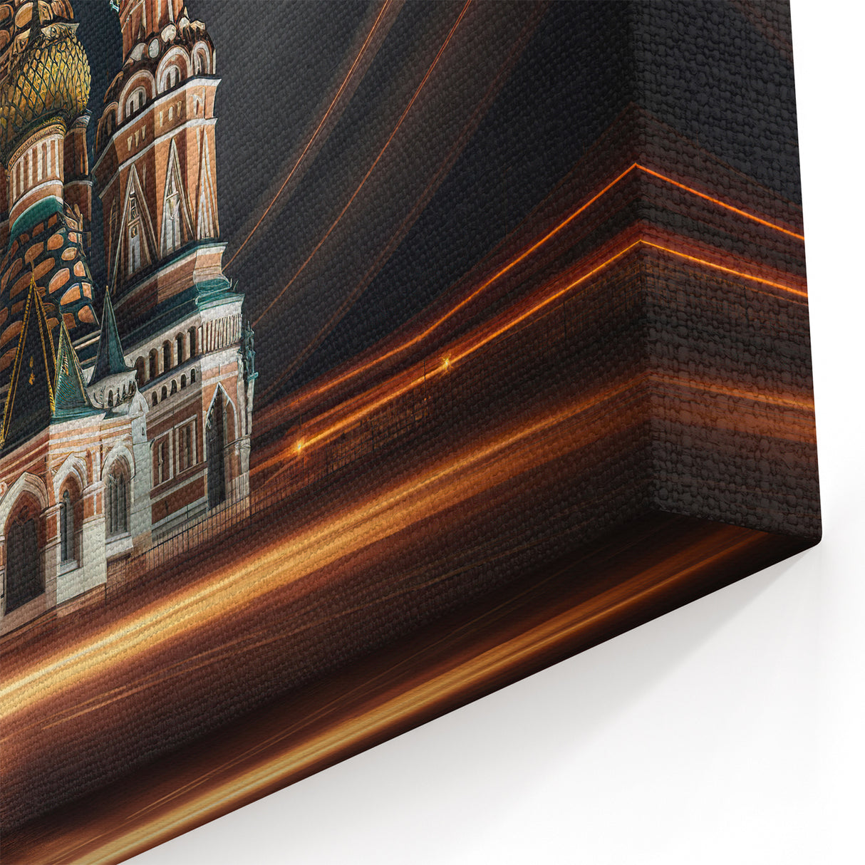Moscow Cityscape Art - Dynamic Night View of St. Basil’s Cathedral