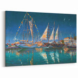 Sochi Framed Art - Scenic Sochi Cityscape Art of Sailboats at Night