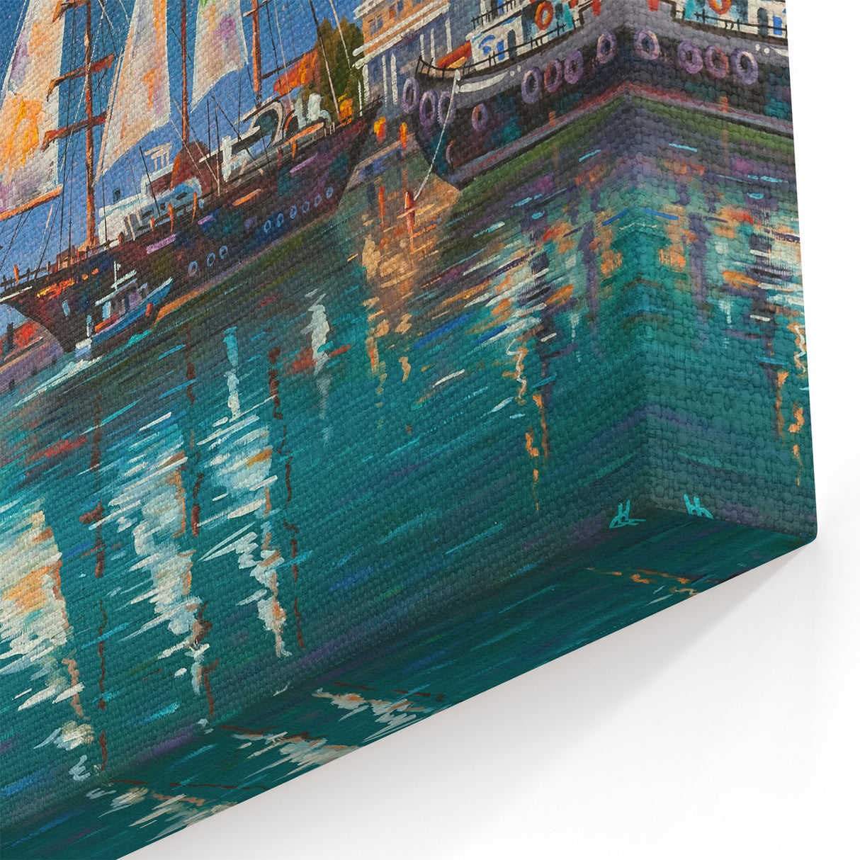 Sochi Framed Art - Scenic Sochi Cityscape Art of Sailboats at Night