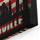 Patriotic Nashville Skyline Wall Art - Music City Flag Decor Canvas Print