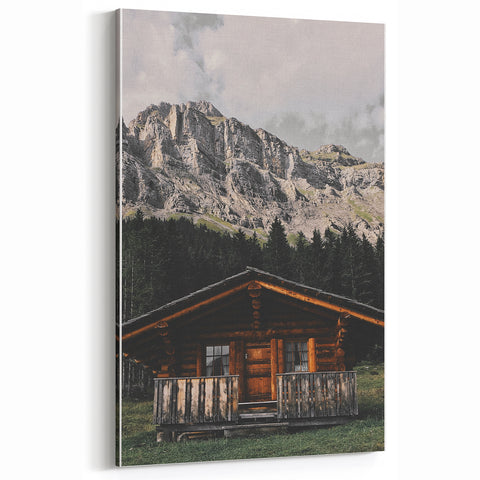 Mountain Cabin Retreat - Rustic Landscape Art Print