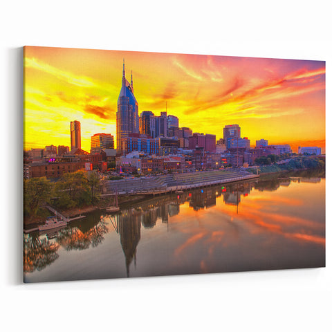 Nashville Skyline at Sunset - Vibrant Tennessee Cityscape Wall Art