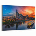 Nashville Skyline Panoramic - Day to Night Riverboat Cityscape Print