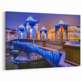 St. Petersburg Wall Art - Illuminated Bridge Winter Night