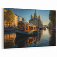 St. Petersburg Framed Art - Golden Boat and Church Reflection