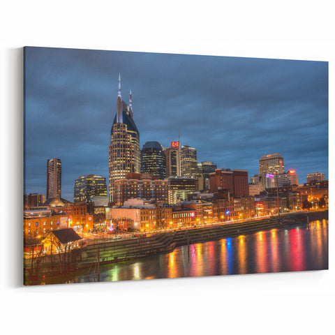 Nashville Skyline at Night - Vibrant Tennessee Cityscape Wall Art