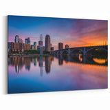 Minnesota Scenery Wall Decor – Minneapolis Skyline Sunset Reflections