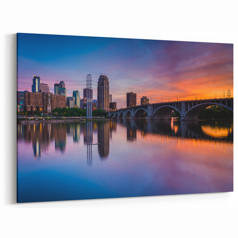 Minnesota Scenery Wall Decor – Minneapolis Skyline Sunset Reflections