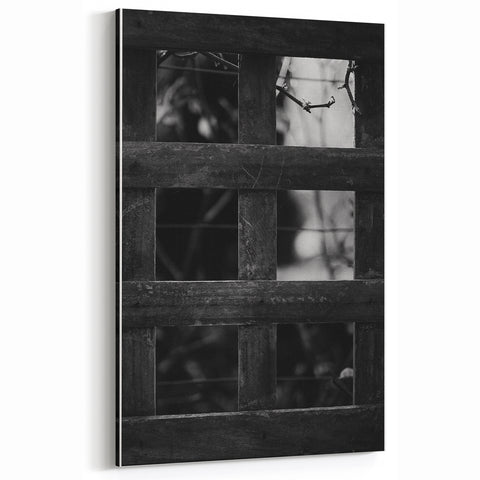 Rustic Wall Art: Black & White Wooden Lattice – Farmhouse Decor Print"