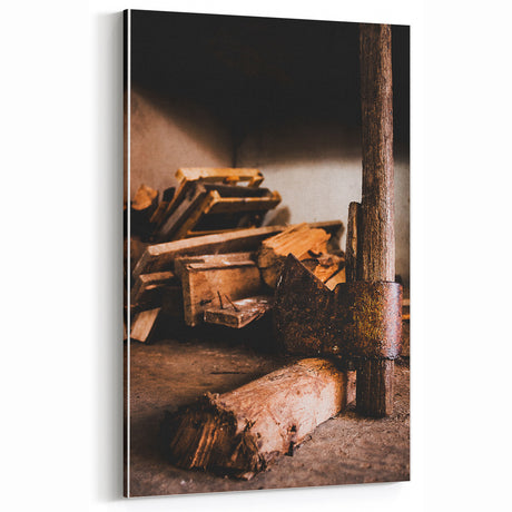 Rustic Wall Art: Vintage Axe & Chopped Wood – Farmhouse Decor Print