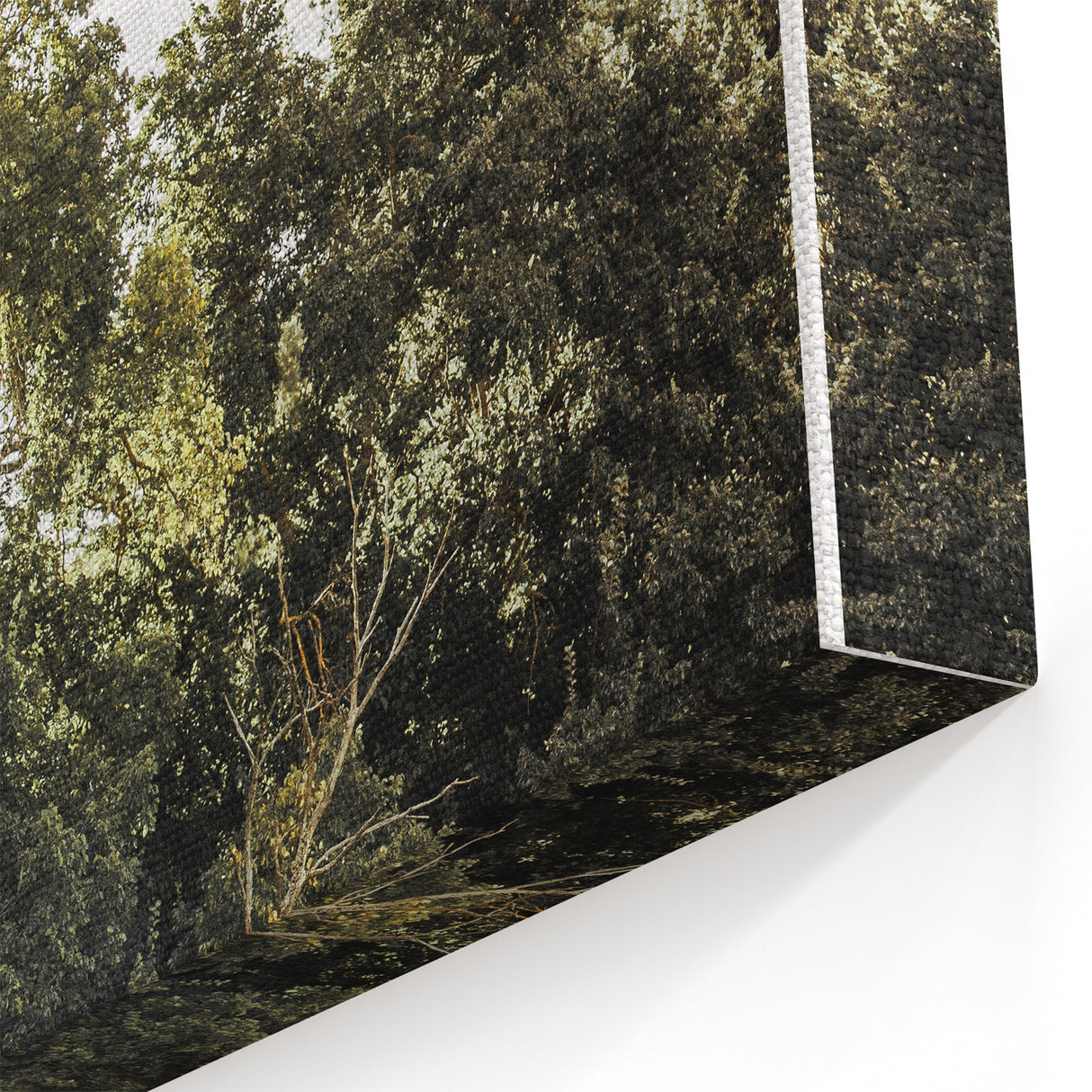 Rustic Wall Art: Serene Forest & Stone Structure – Farmhouse Decor Print