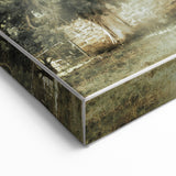 Rustic Wall Art: Serene Forest & Stone Structure – Farmhouse Decor Print