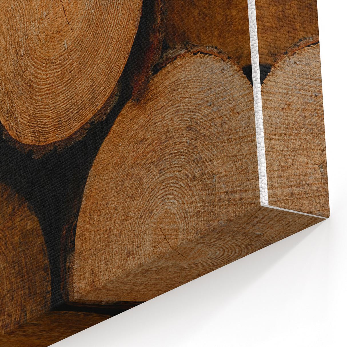 Rustic Wall Art: Stacked Logs Close-Up – Farmhouse Nature Decor Print
