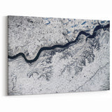 South Dakota Landscape Art - Aerial Winter River Scene Canvas Print