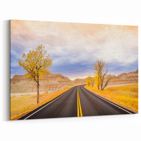 South Dakota Wall Art - Scenic Autumn Road Badlands National Park Print