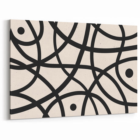 Bohemian Wall Art | Abstract Black Line Boho Canvas | Eclectic Art Print