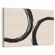 Boho Decor Canvas - Abstract Black Circles on Beige Bohemian Wall Art