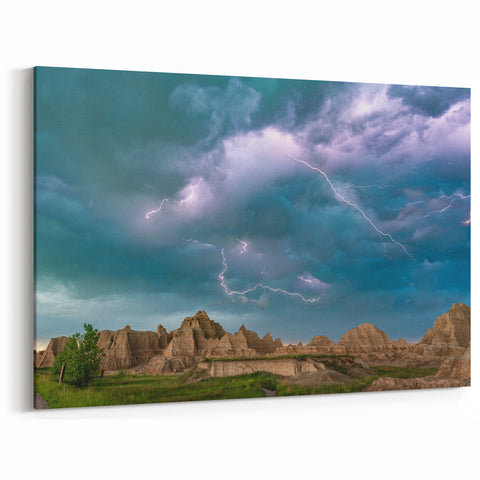 National Park Prints - Lightning Storm Over Badlands South Dakota Wall Art