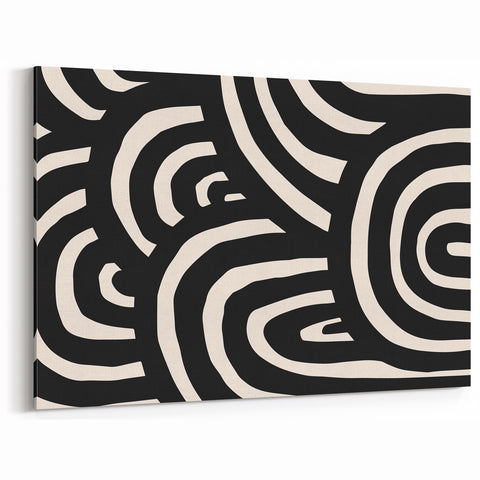 Boho Decor Canvas - Bold Black and White Abstract Bohemian Wall Art